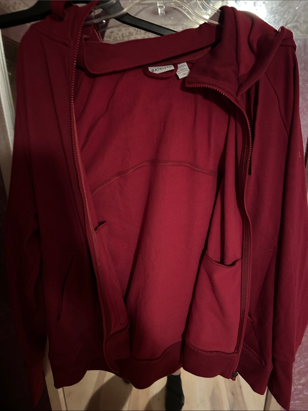 Athleta Deep Red Full-Zip Hoodie